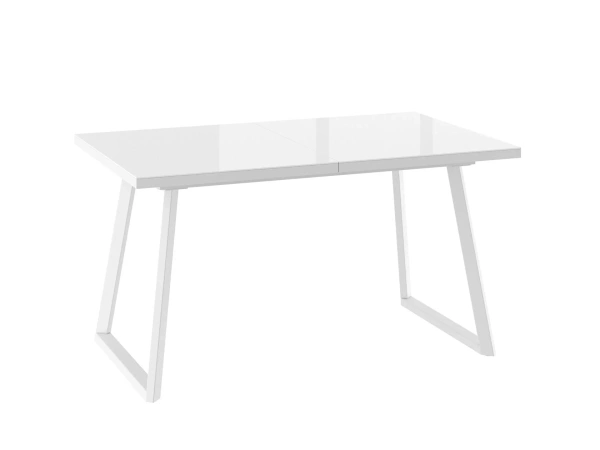 Стол LOFT-140, раздвижной со стеклом 140(180)х85, БЕЛЫЙ ОПТИВАЙТ/БЕЛЫЙ